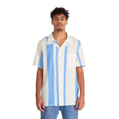 Men's Blue Stripe Hawaiian Shirt 