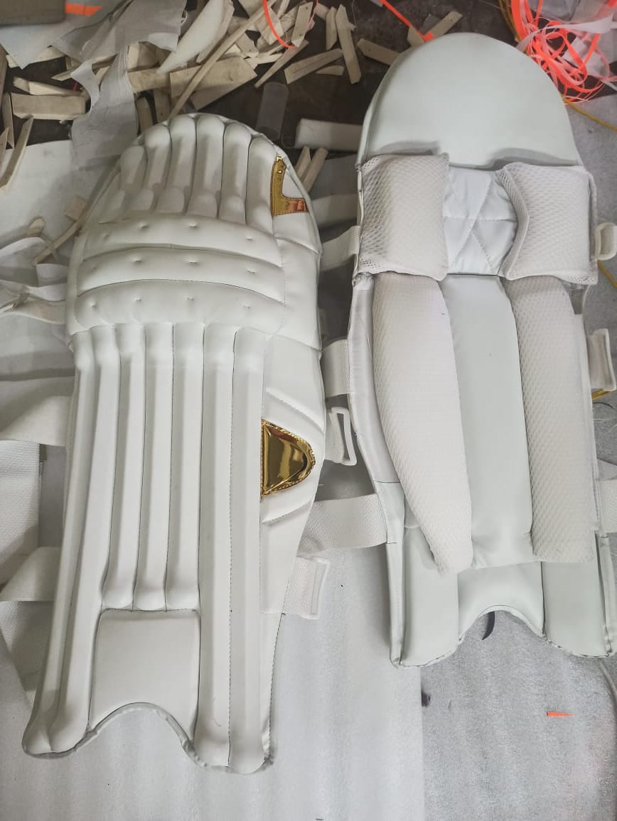 Rovers Test  Cricket Pads White Golden