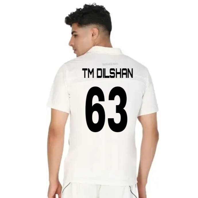   Half sleevs Cricket White Jersey with name & no.