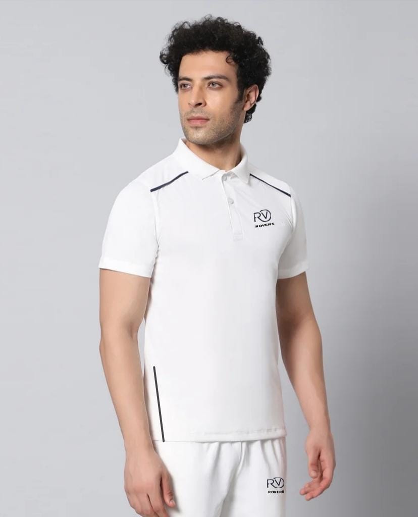   Half Sleeves Cricket White Jersey Plain