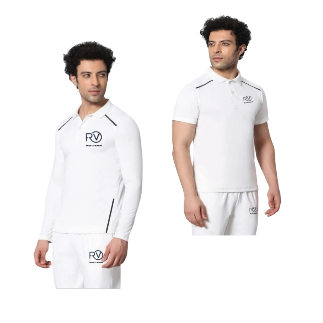Combo Cricket White Jersey Pack of 2 | Full sleevs + Half Sleeves| 2 tshirts  with name & no.