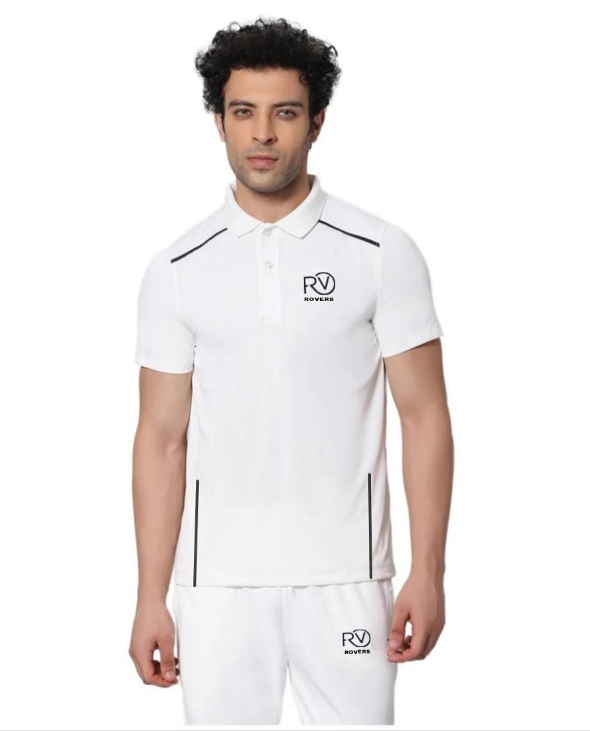   Half sleevs Cricket White Jersey with name & no.
