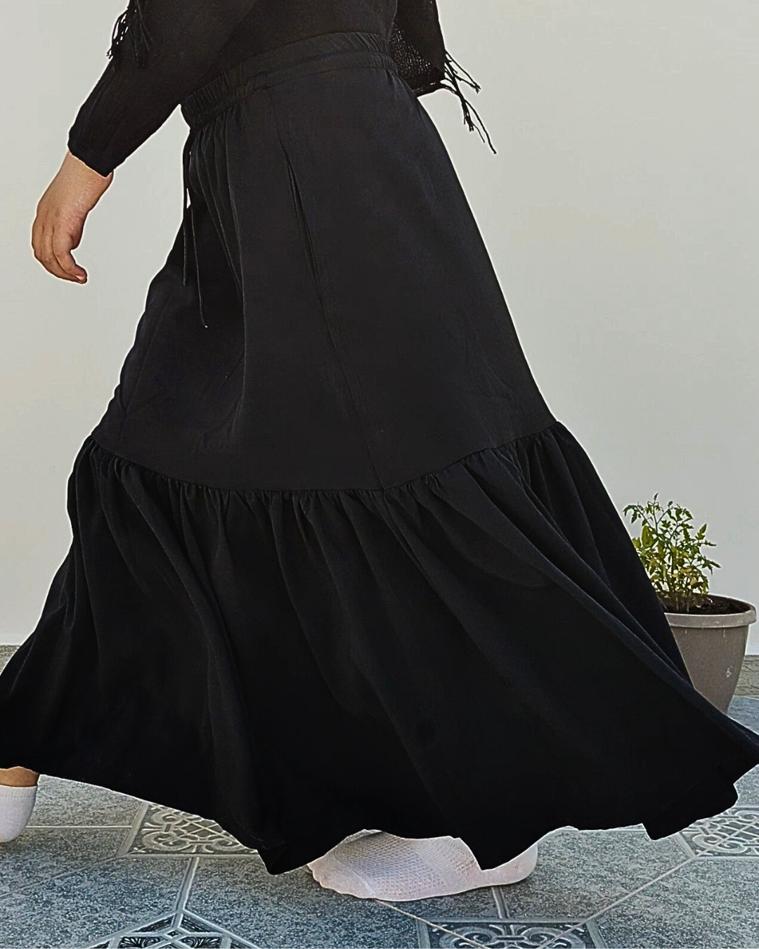 Jupe longue fille évasée avec volant – ZAHRA