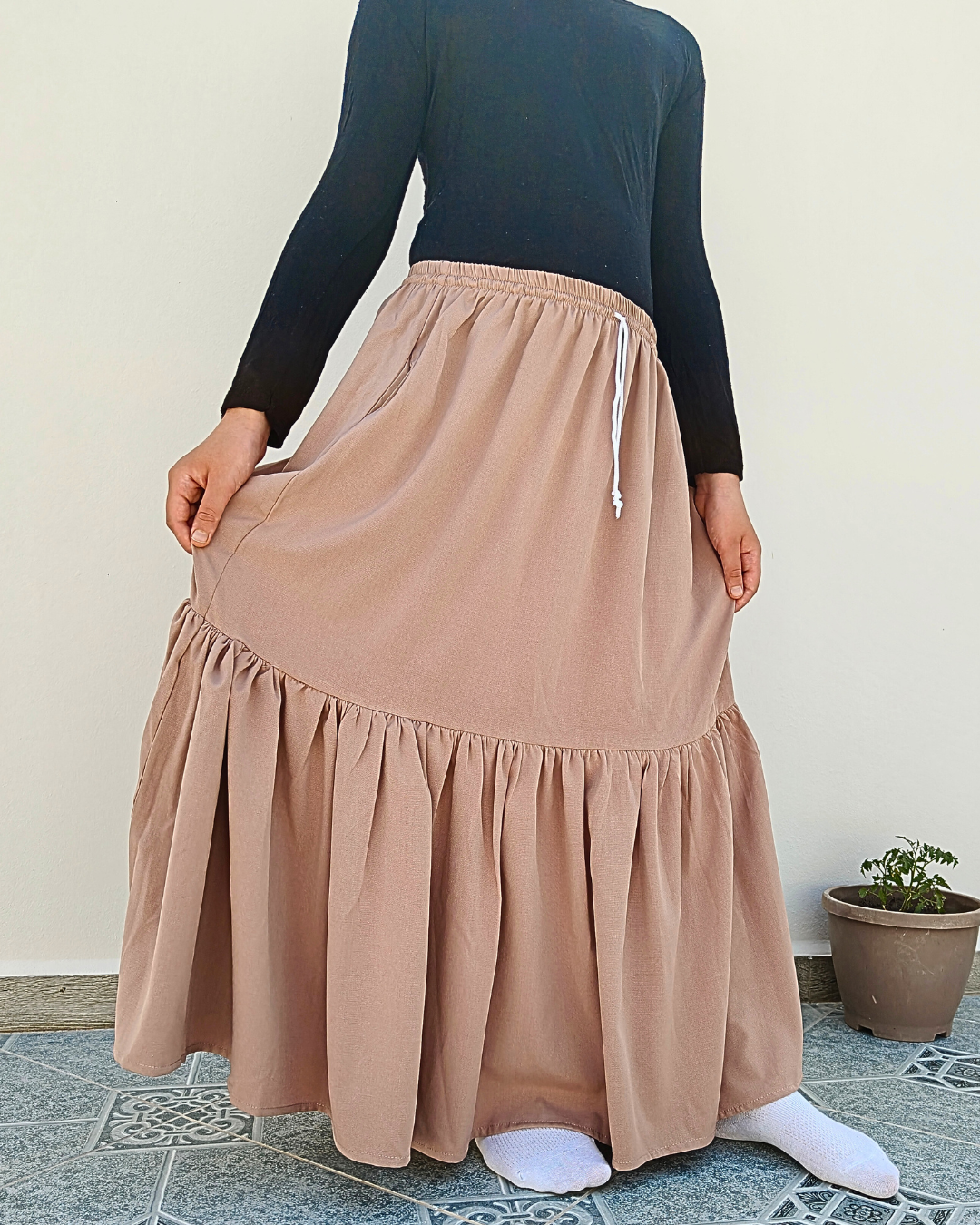 Jupe longue fille évasée avec volant – ZAHRA