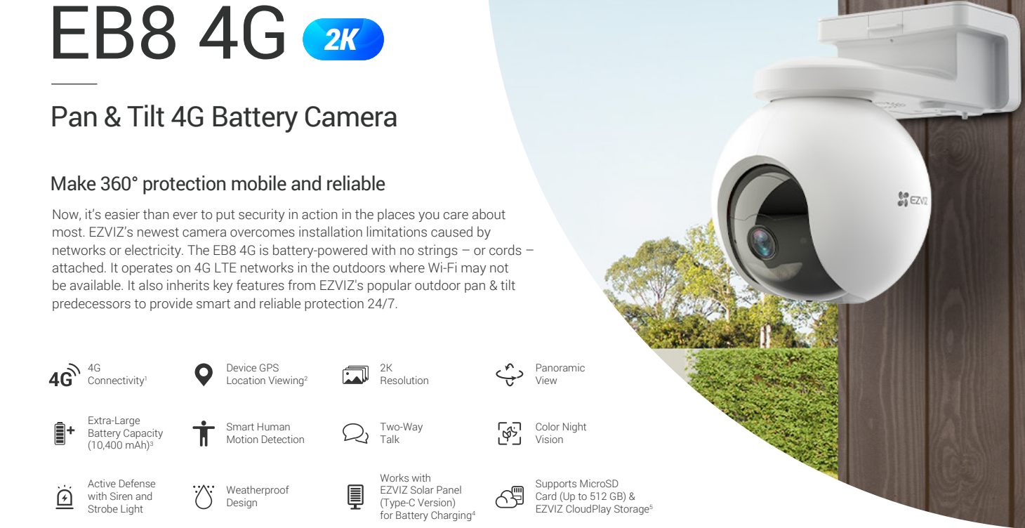 Cámara de Seguridad EZVIZ 4G LTE con Batería y Visión 2K