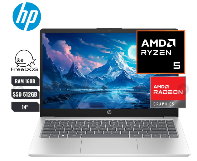 Laptop Hp 14-em0026la Ryzen 5 7520u Ram 16gb Ssd512gb 14″ Hdmi Usb-c 2usb-a Freedos Silver