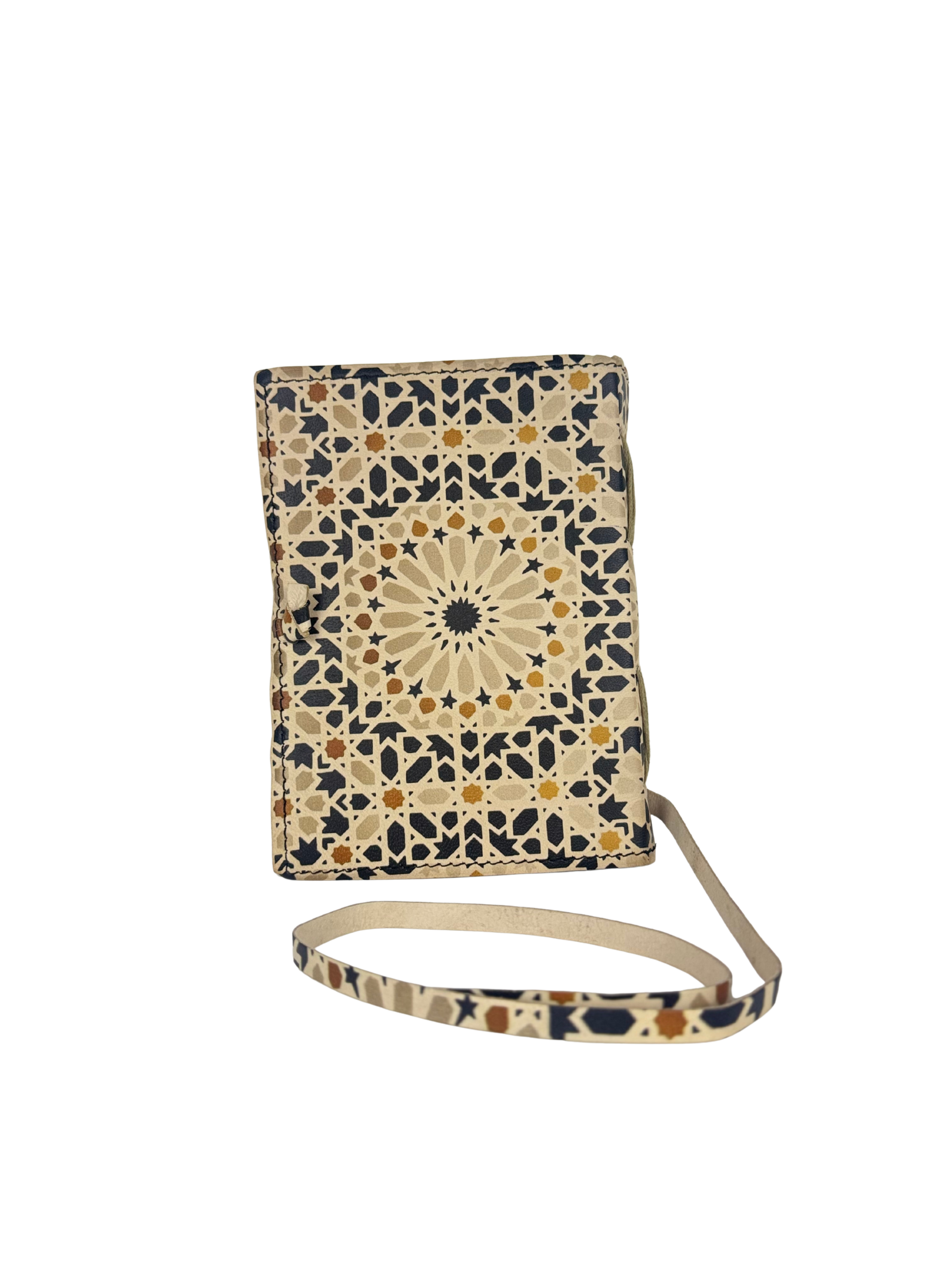 CARNET DE VOYAGE EN CUIR STYLE ZELLIGE DÉLICAT (TONS NEUTRES)