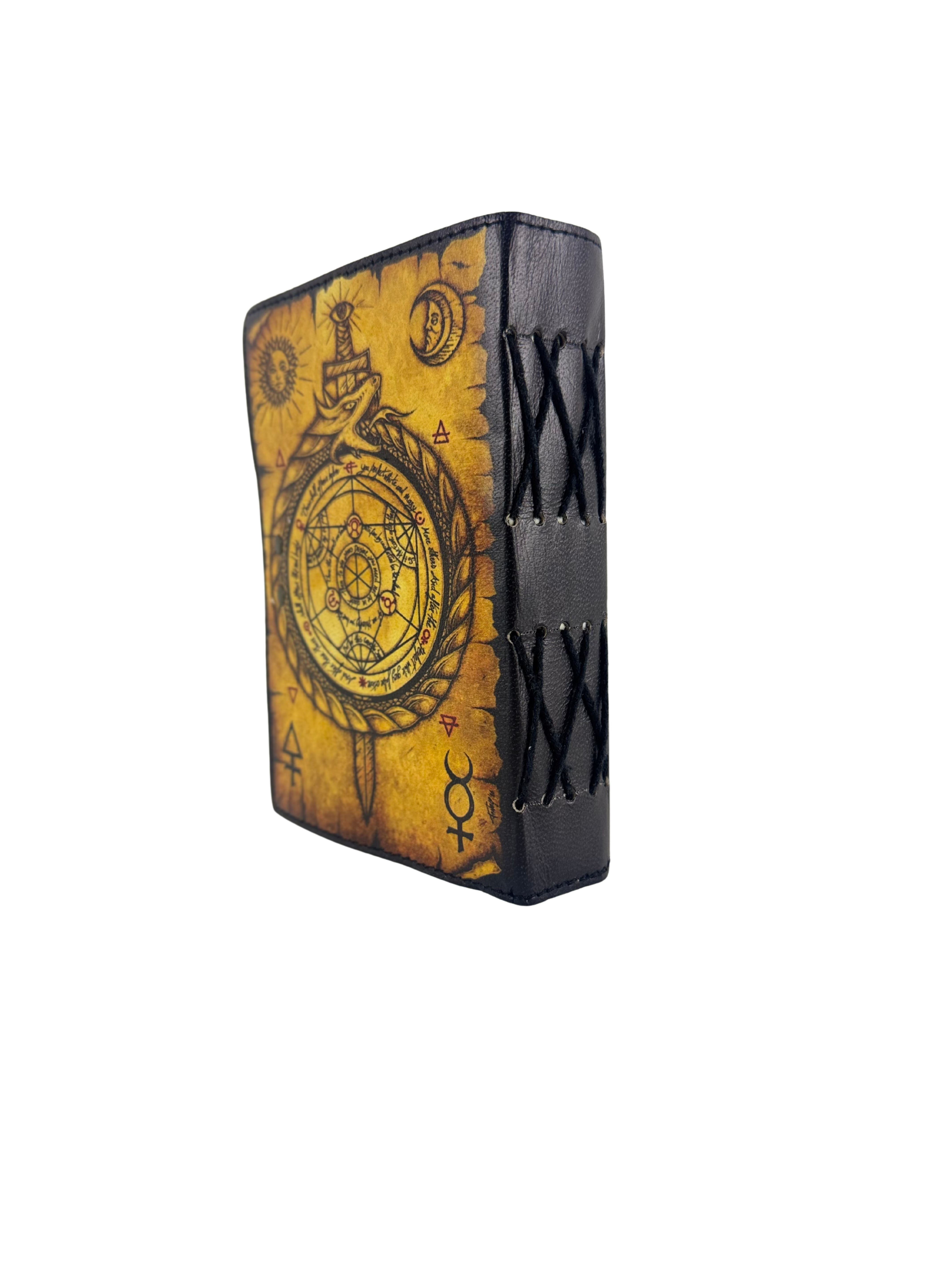 GRIMOIRE EN CUIR "OUROBOROS & ALCHIMIE"