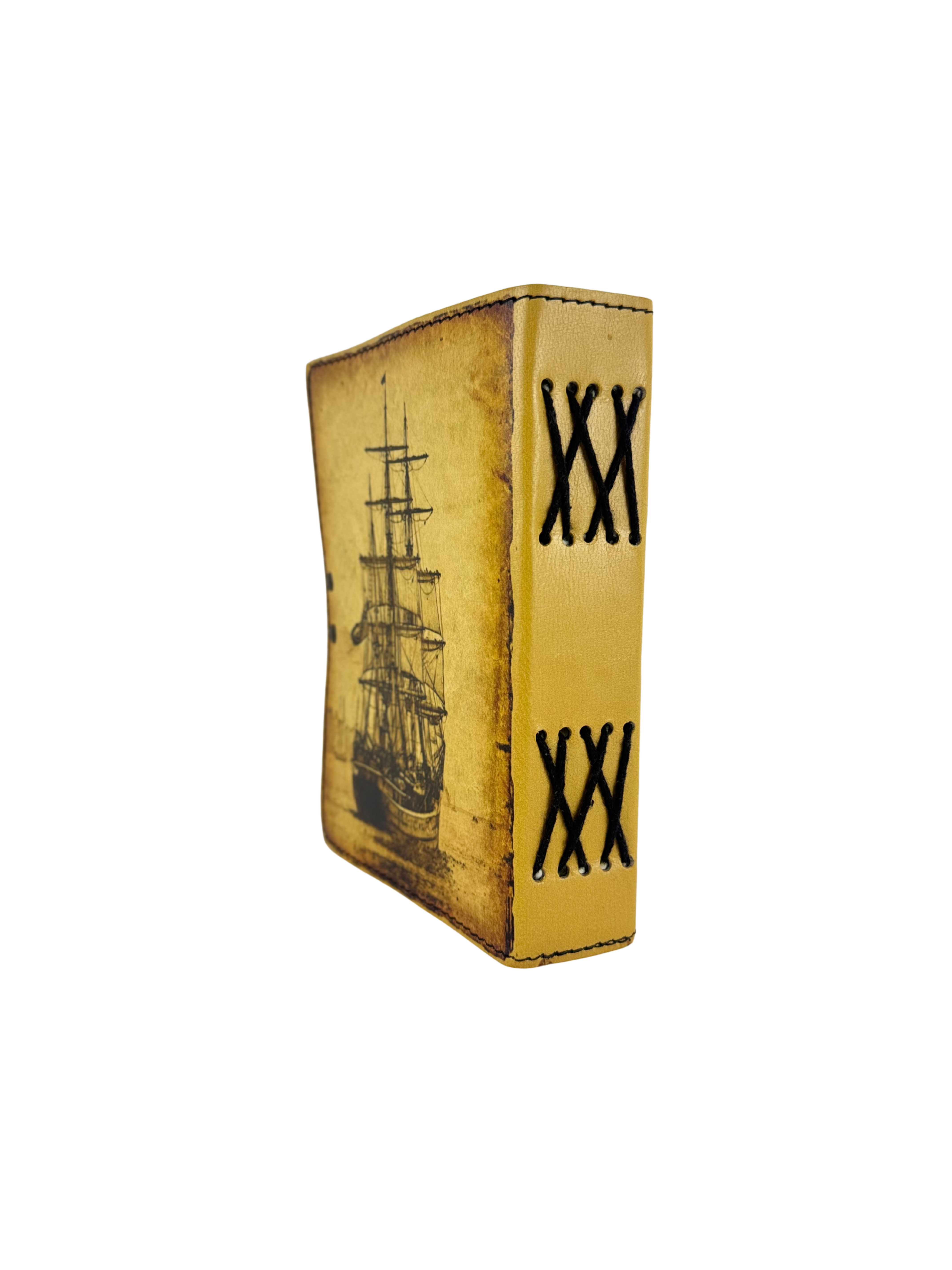 CARNET JOURNAL EN CUIR "VOILIER ANTIQUE" STYLE PIRATE ET VOYAGE