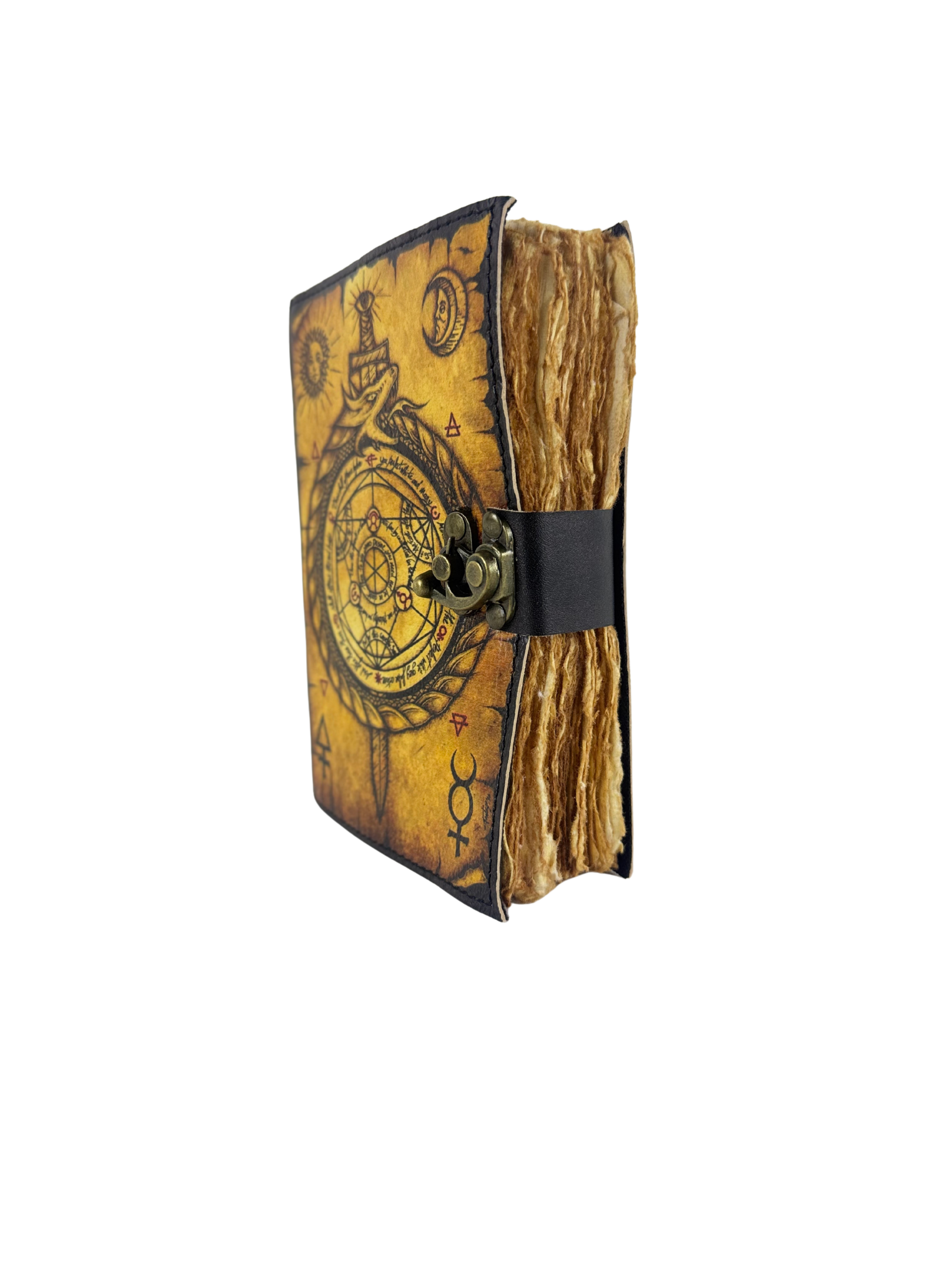 GRIMOIRE EN CUIR "OUROBOROS & ALCHIMIE"