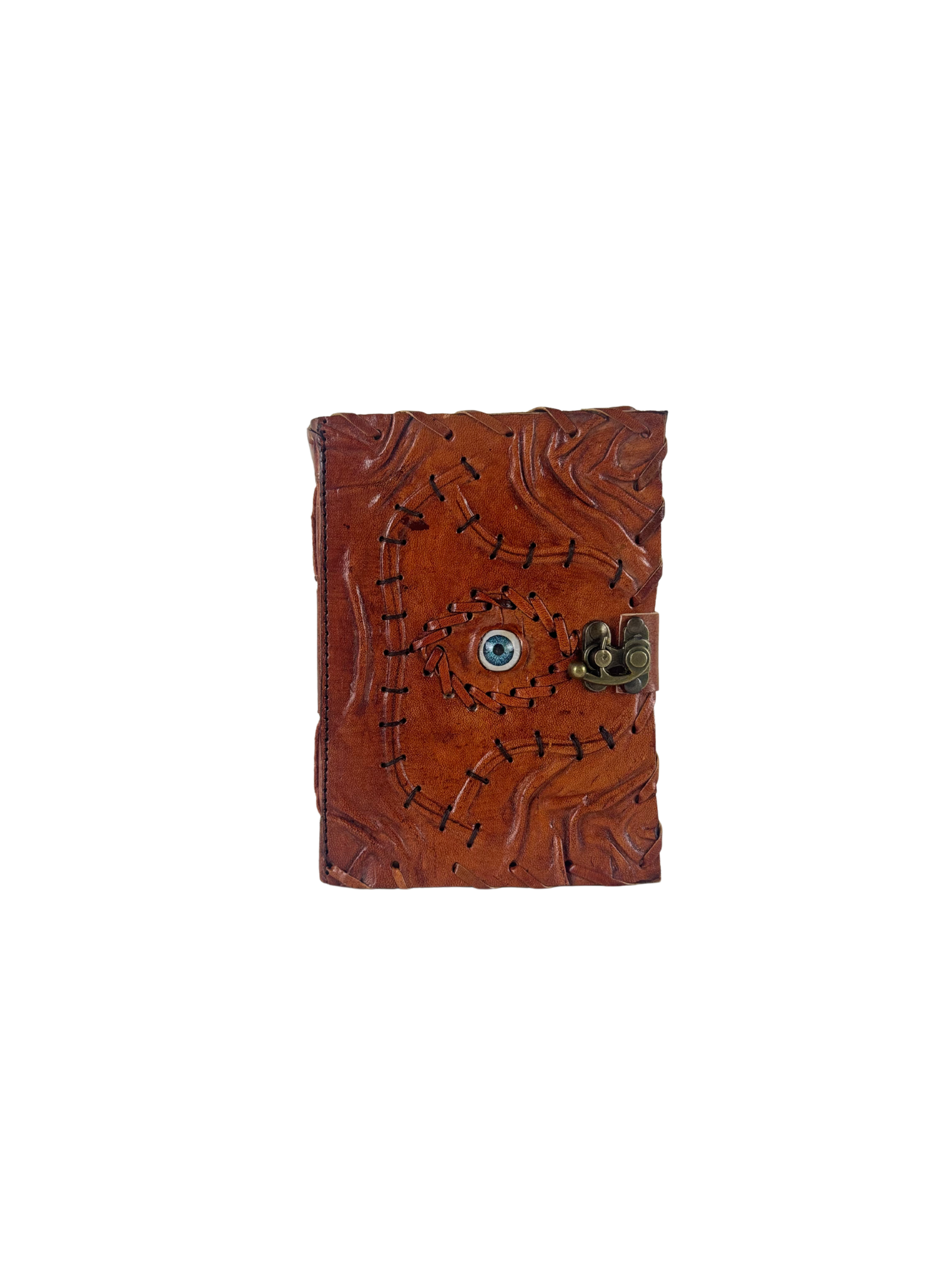 CARNET GRIMOIRE EN CUIR VÉRITABLE AVEC ŒIL ET FERMETURE MÉTALLIQUE
