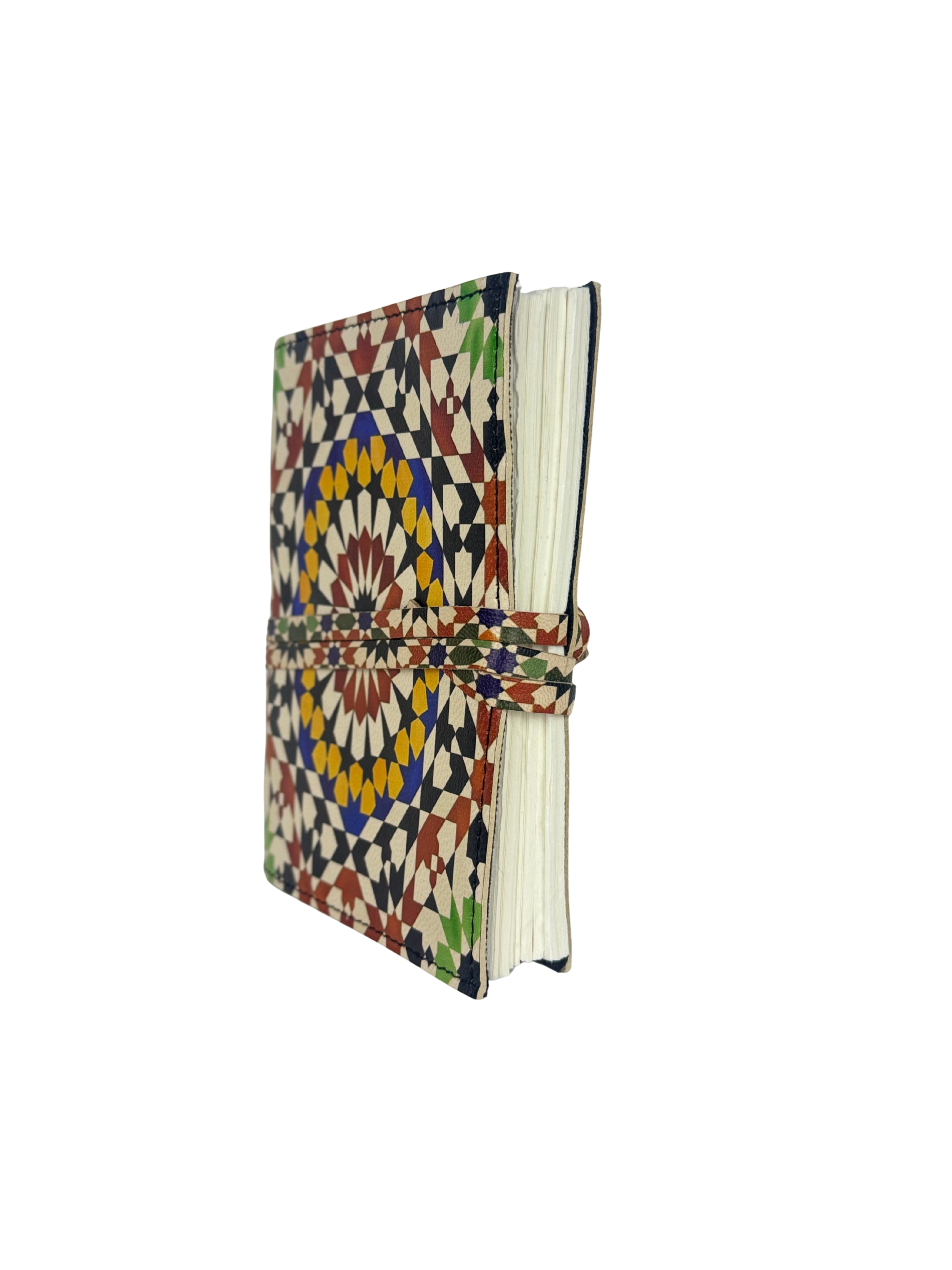 CARNET EN CUIR "ZELLIGE" ARTISANAT MAROCAIN
