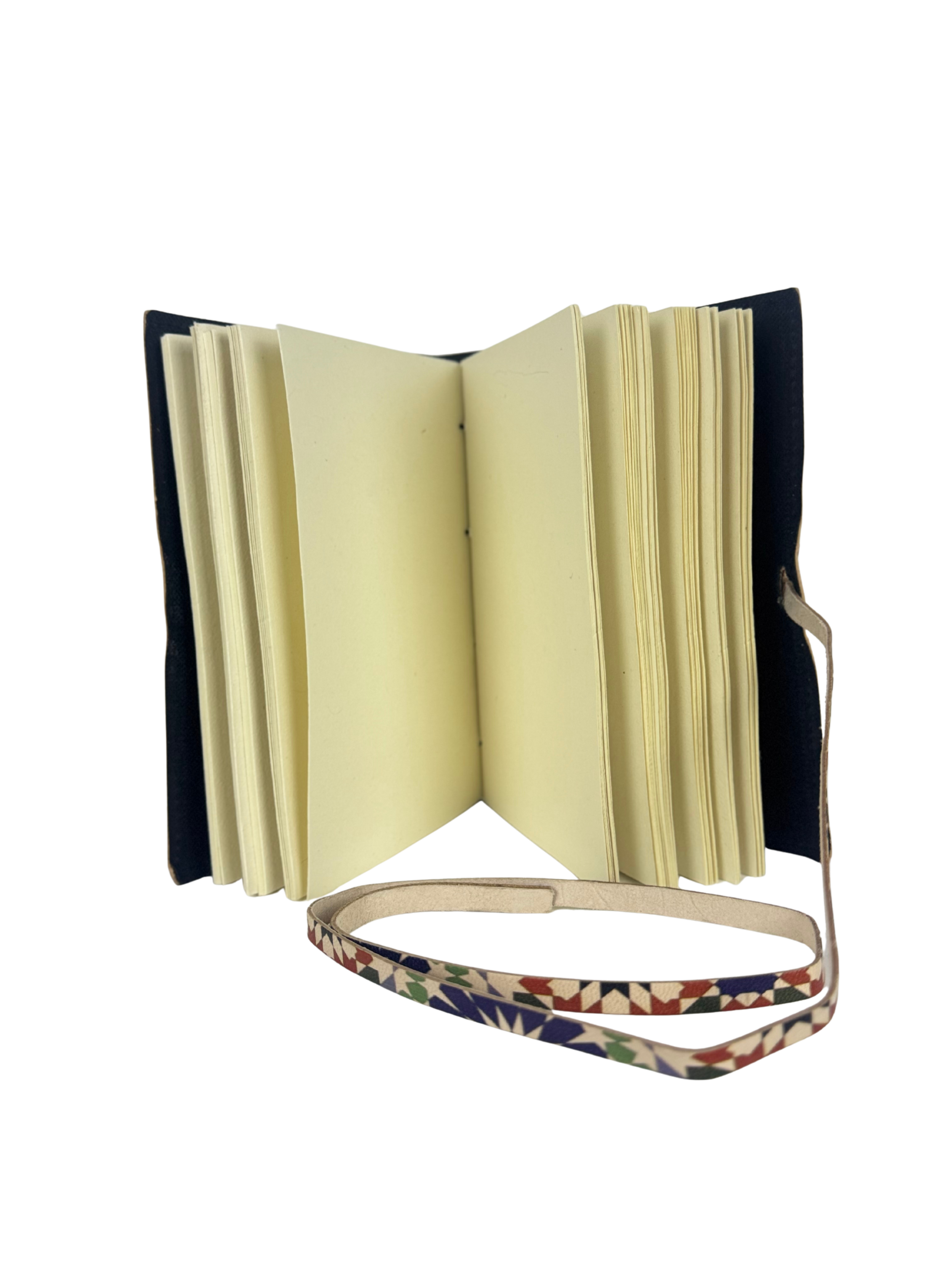 CARNET EN CUIR "ZELLIGE" ARTISANAT MAROCAIN (TONS CHAUDS)