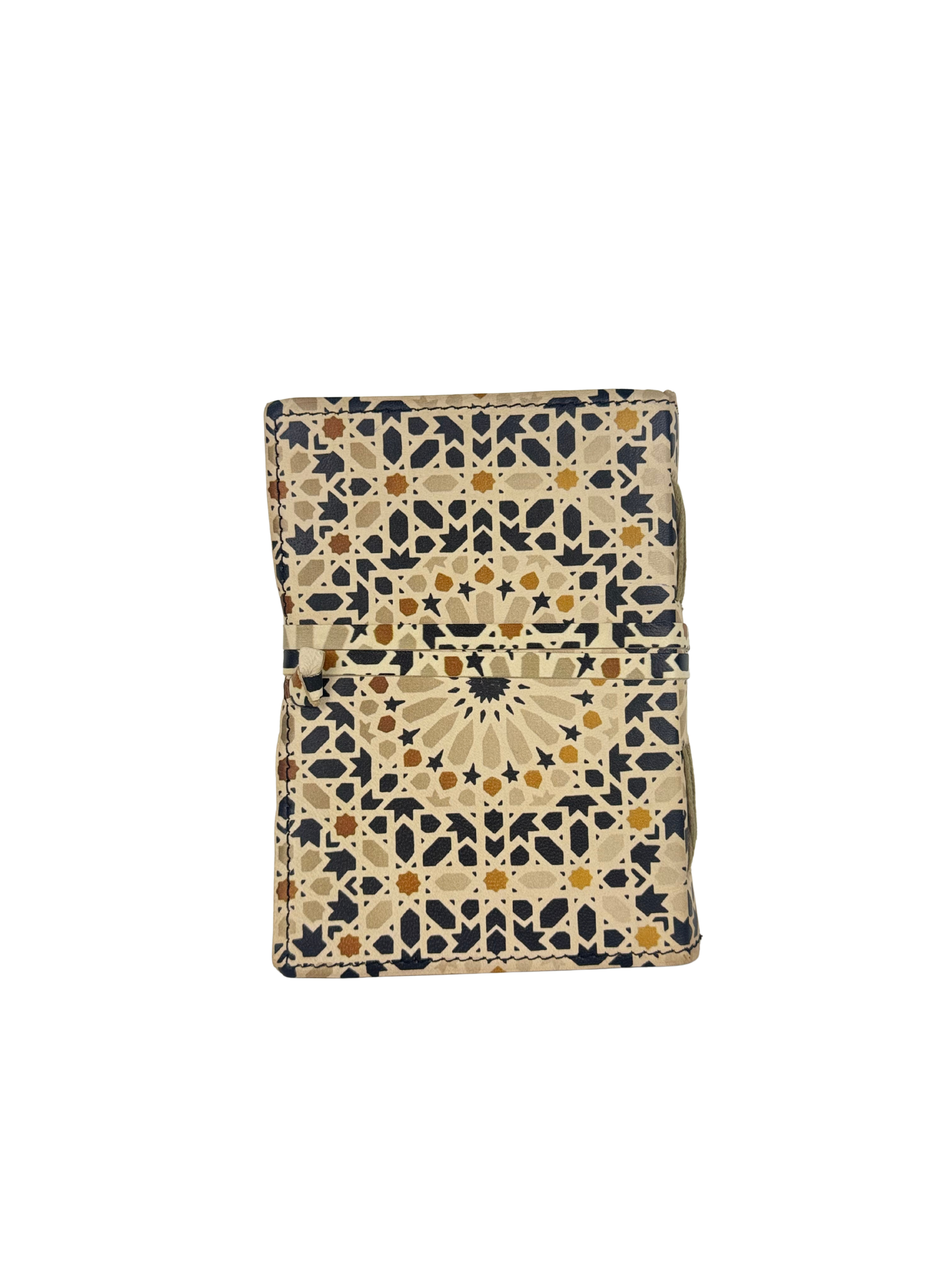 CARNET DE VOYAGE EN CUIR STYLE ZELLIGE DÉLICAT (TONS NEUTRES)