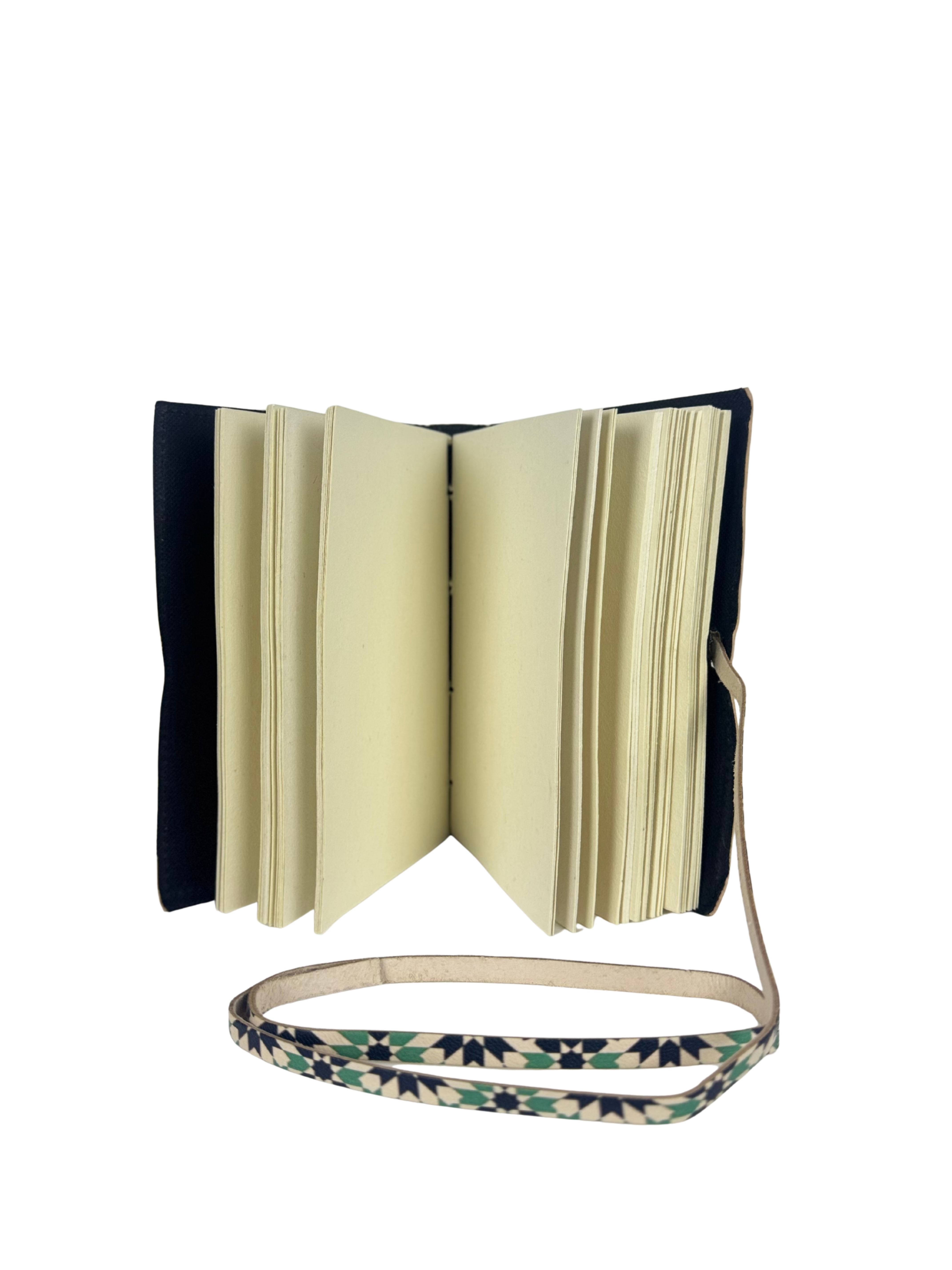 CARNET EN CUIR "ZELLIGE ÉMERAUDE" ARTISANAT MAROCAIN