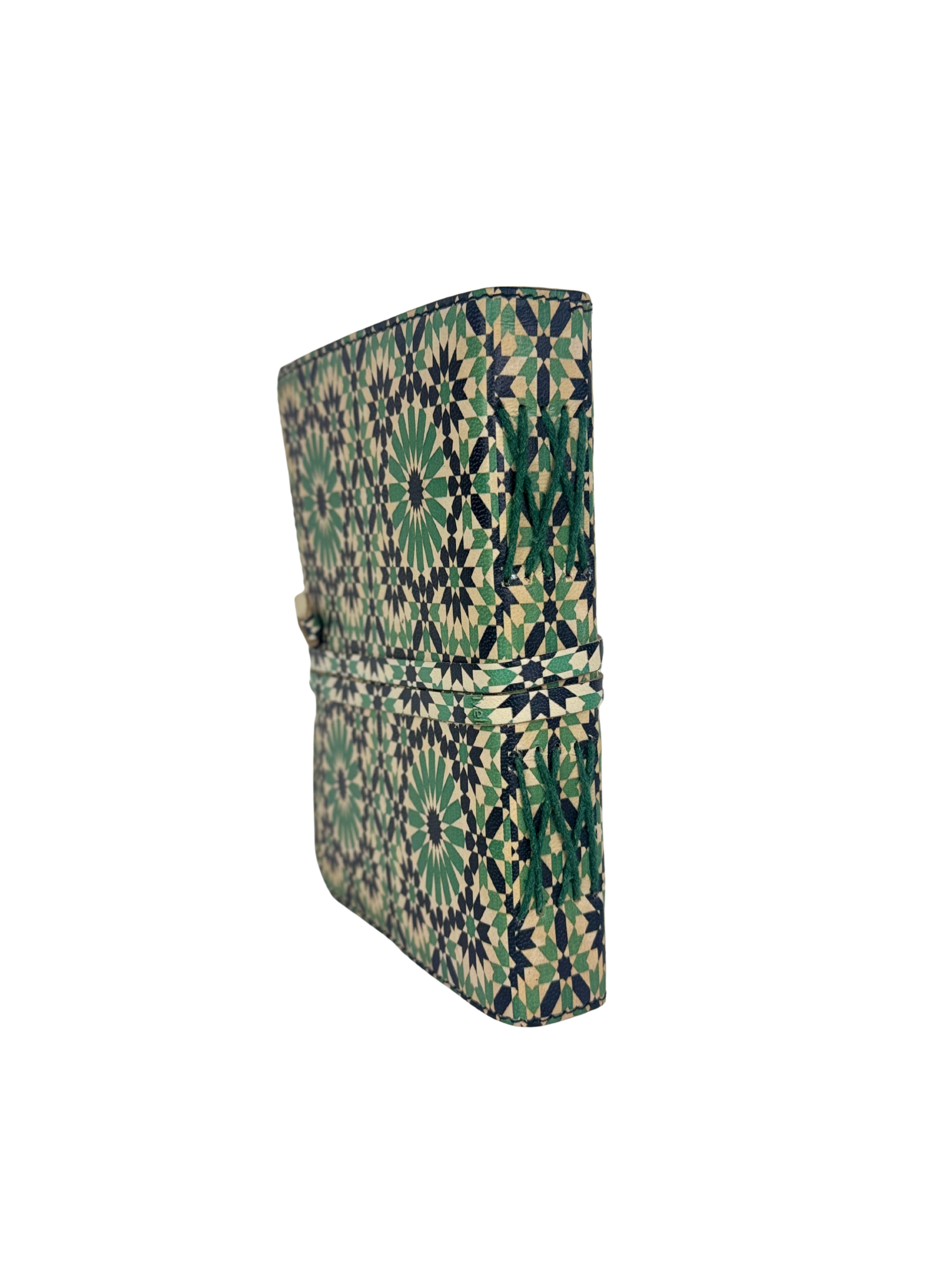 CARNET EN CUIR "ZELLIGE ÉMERAUDE" ARTISANAT MAROCAIN