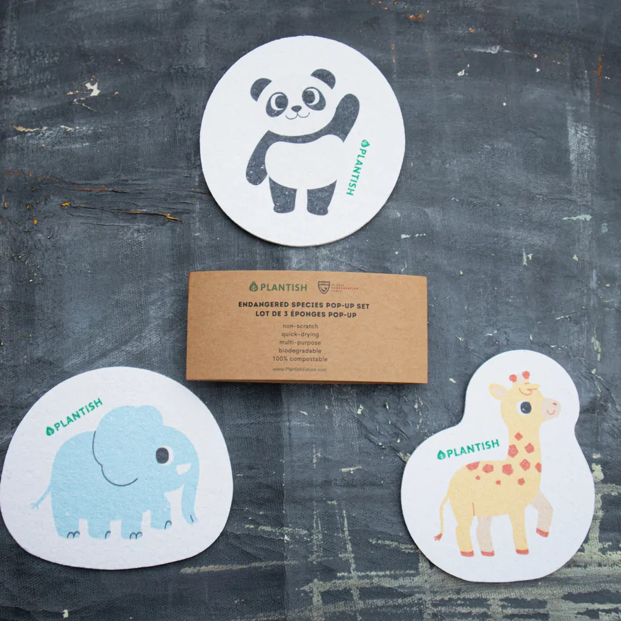 Set of 3 Endangered Species Pop up Sponges
