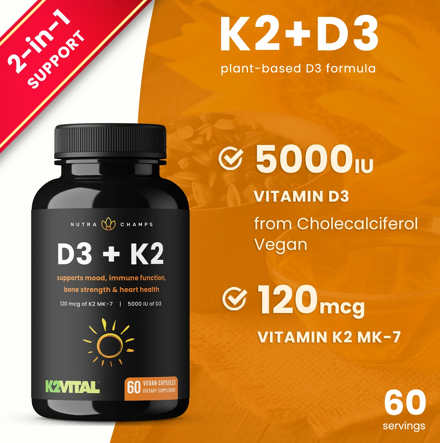 Vitamin D3 + K2