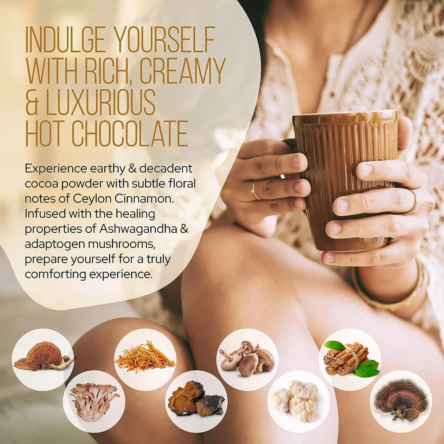 USDA Organic HOT CHOCOLATE with Mushrooms+: 8oz Bag