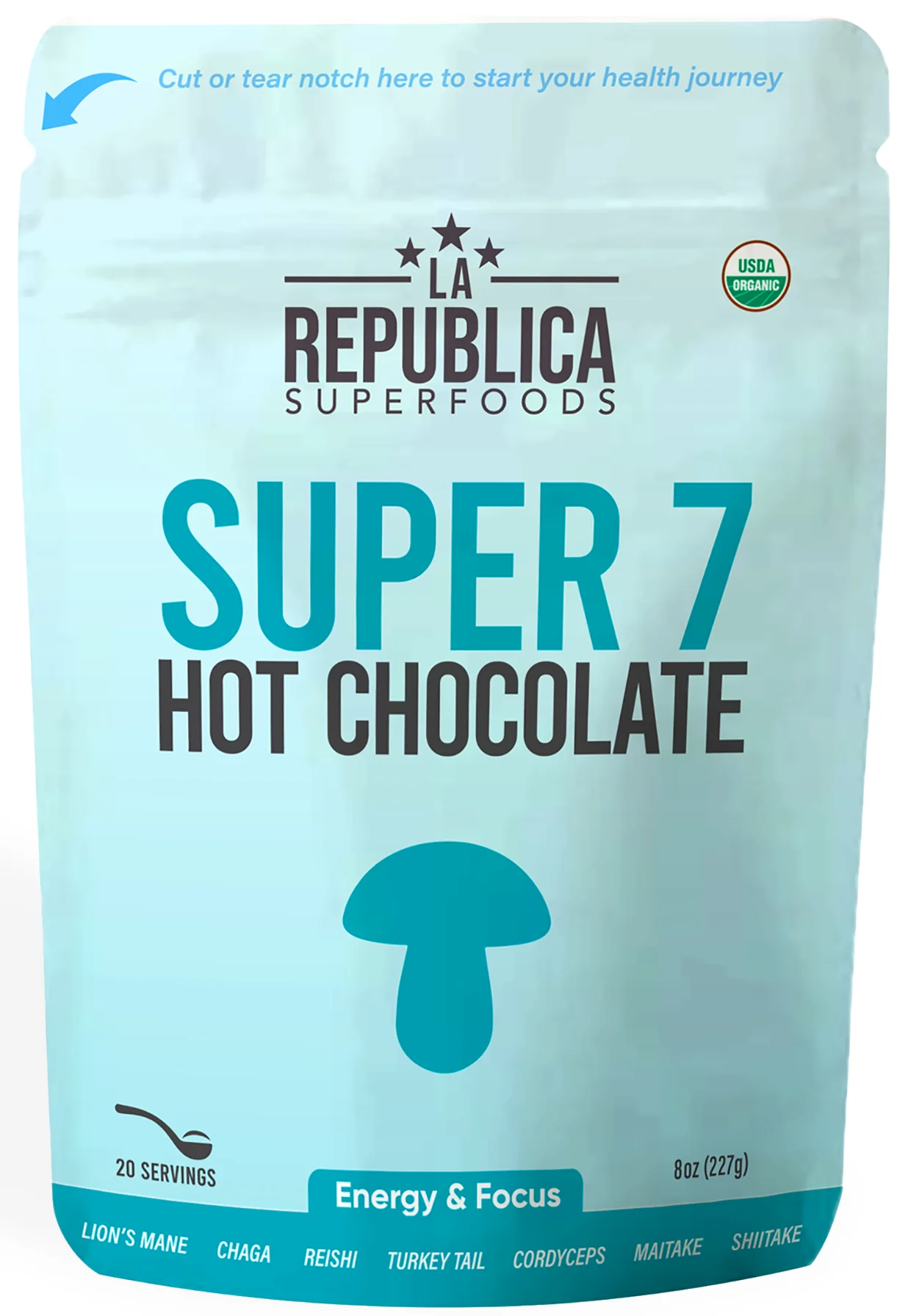 USDA Organic HOT CHOCOLATE with Mushrooms+: 8oz Bag