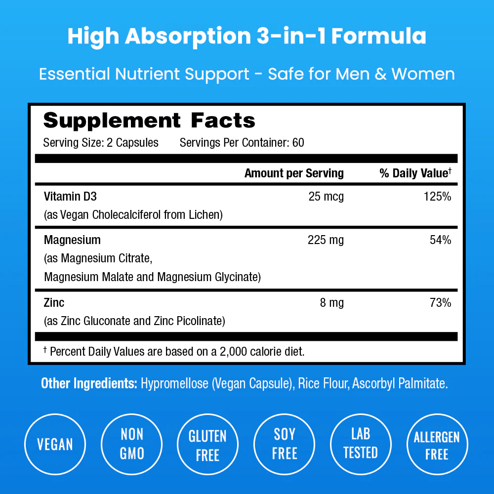 Magnesium, Zinc & Vitamin D3