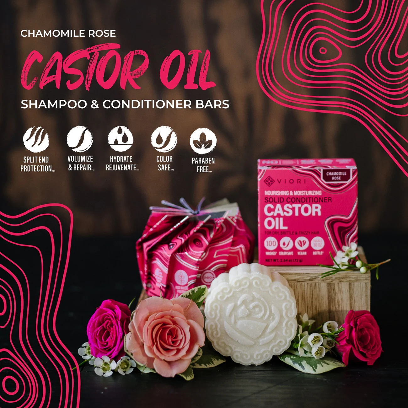 Castor Oil Shampoo Bar for Ultra-Hydrating | Chamomile Rose