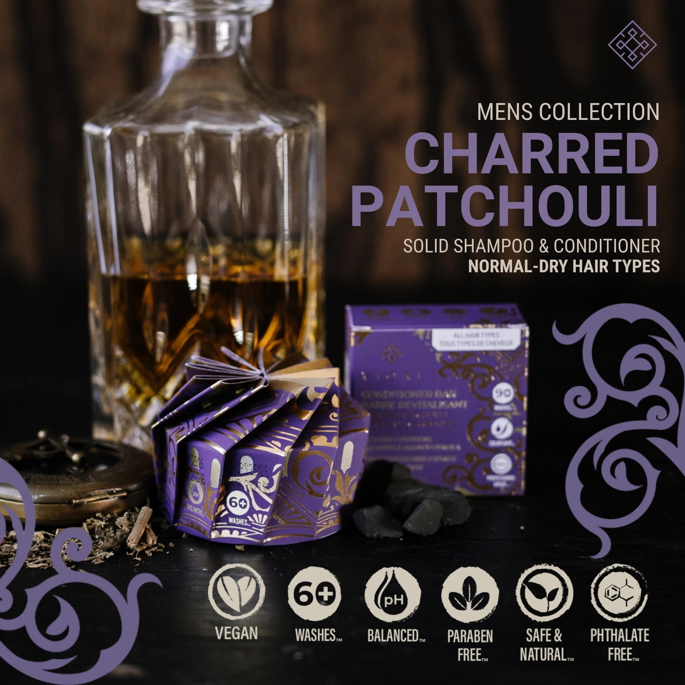 Men’s Shampoo Bar for Dry Hair & Scalp | Charred Patchouli