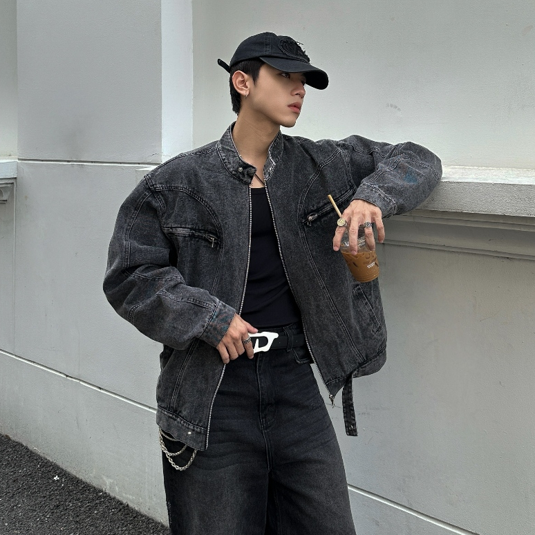 GODMOTHER | Jacket jean cổ tàu form rộng