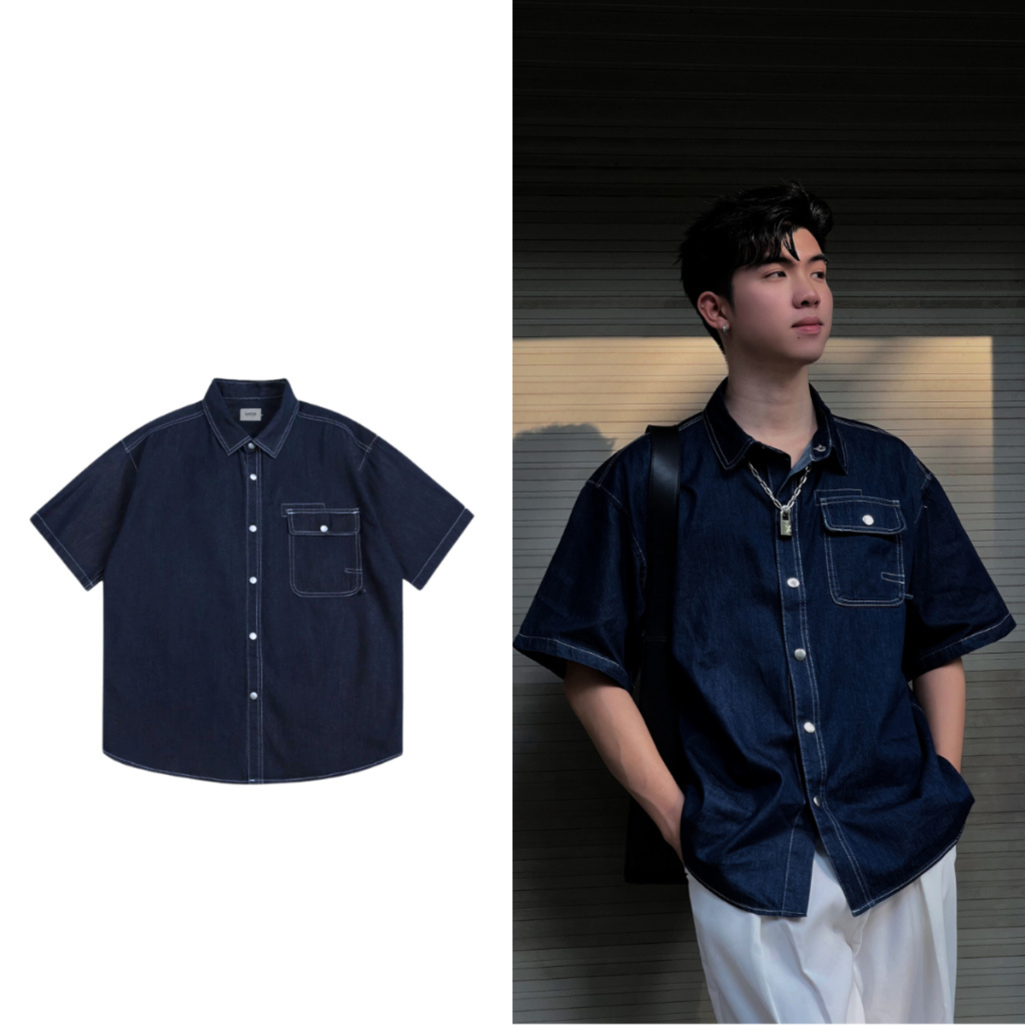 GODMOTHER | Sơ mi denim form rộng basic