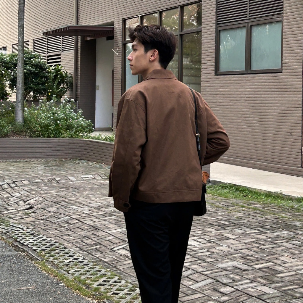 GODMOTHER | Jacket kaki crop unisex cổ bẻ