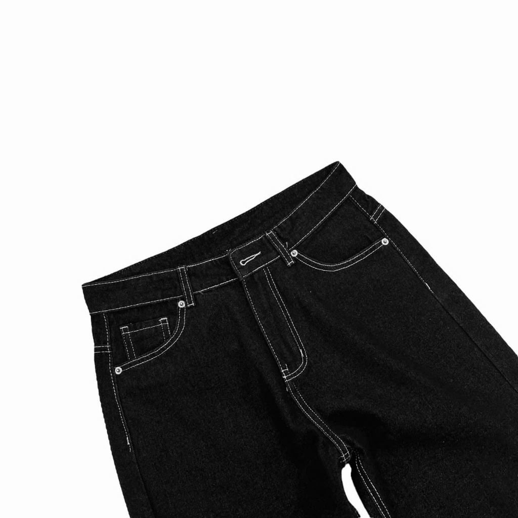 WHOSE Studio | Wide straight jeans chỉ trắng