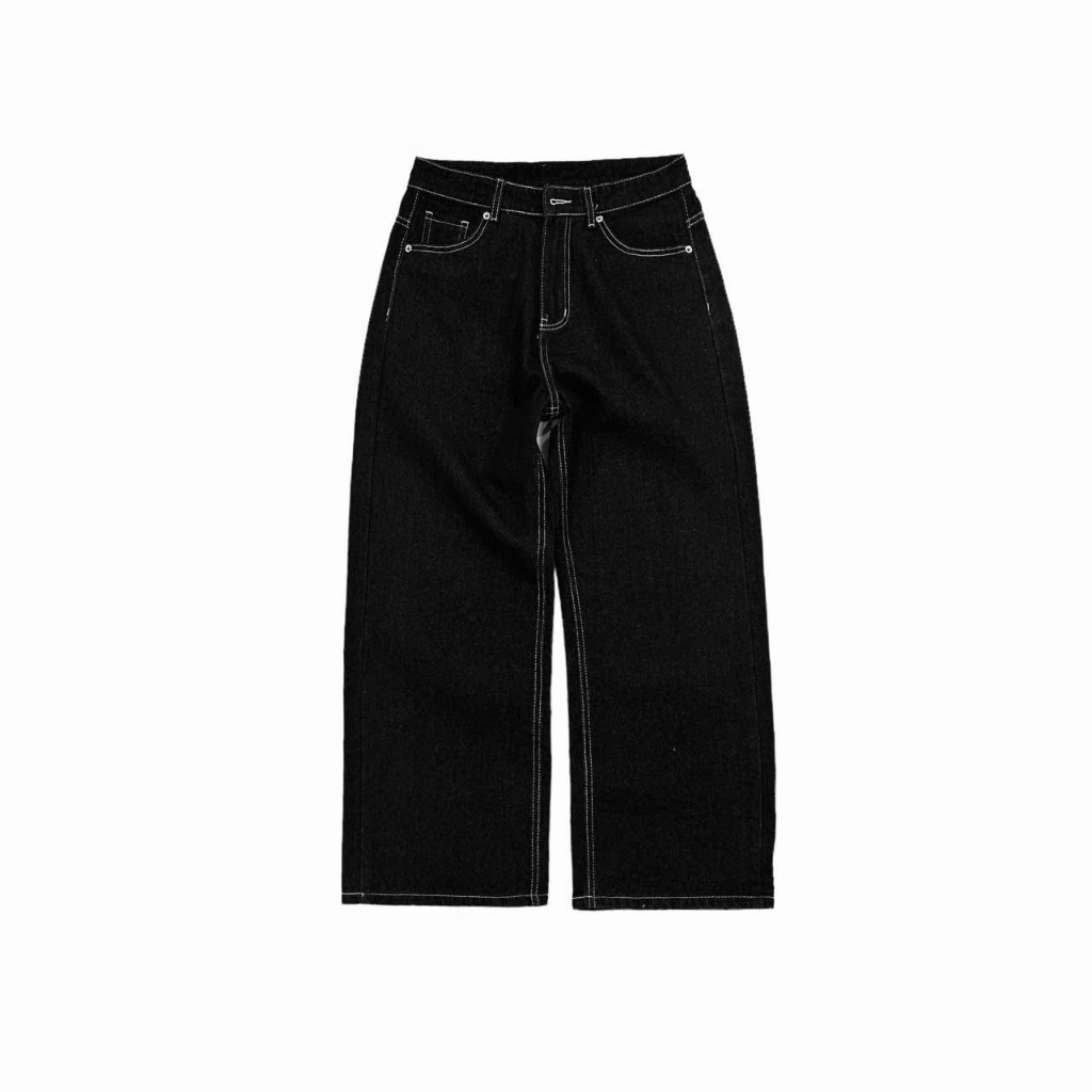WHOSE Studio | Wide straight jeans chỉ trắng