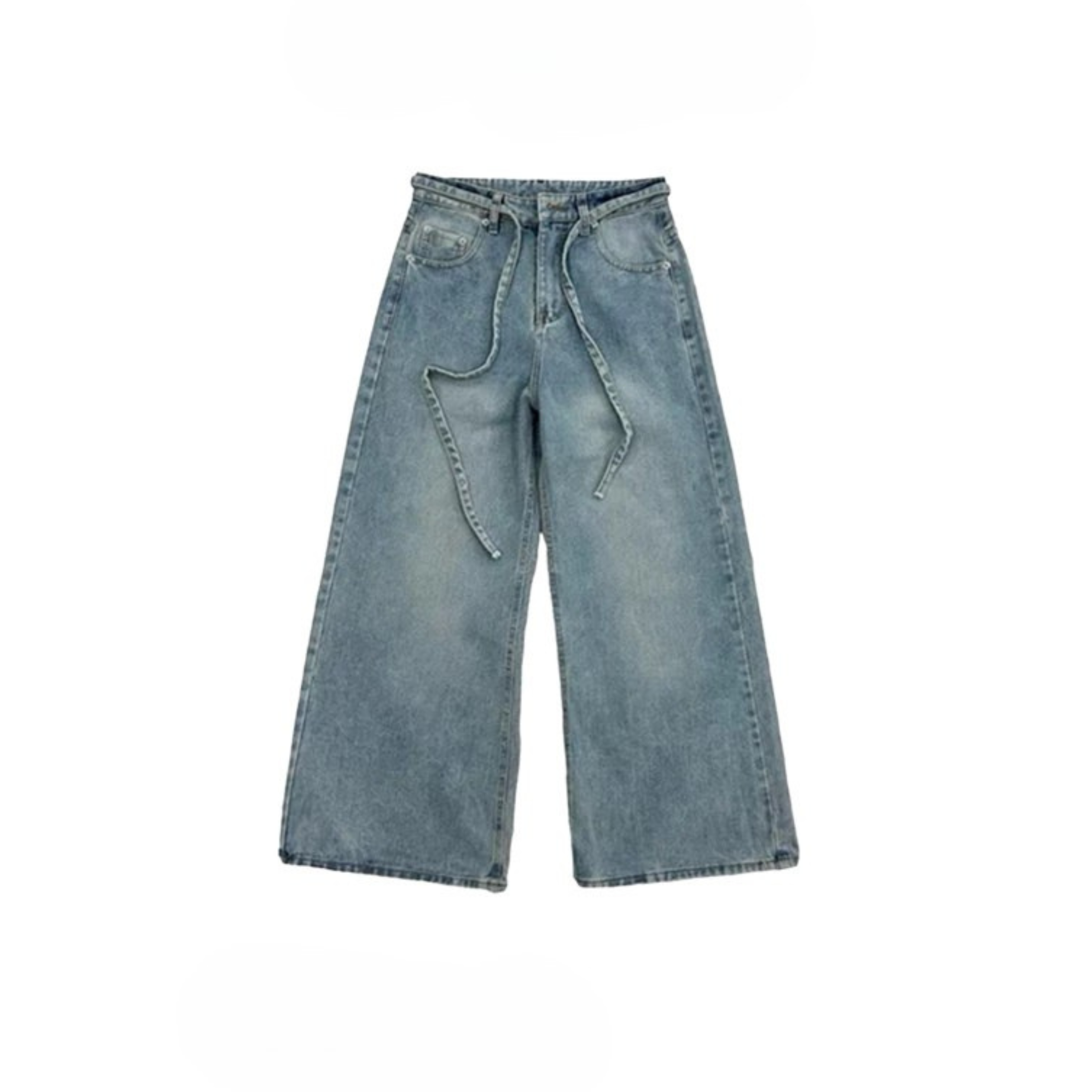 WHOSE Studio | Loose pleat wide jeans light blue
