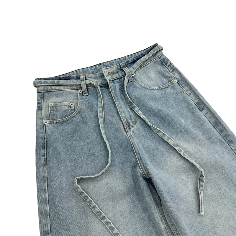 WHOSE Studio | Loose pleat wide jeans light blue