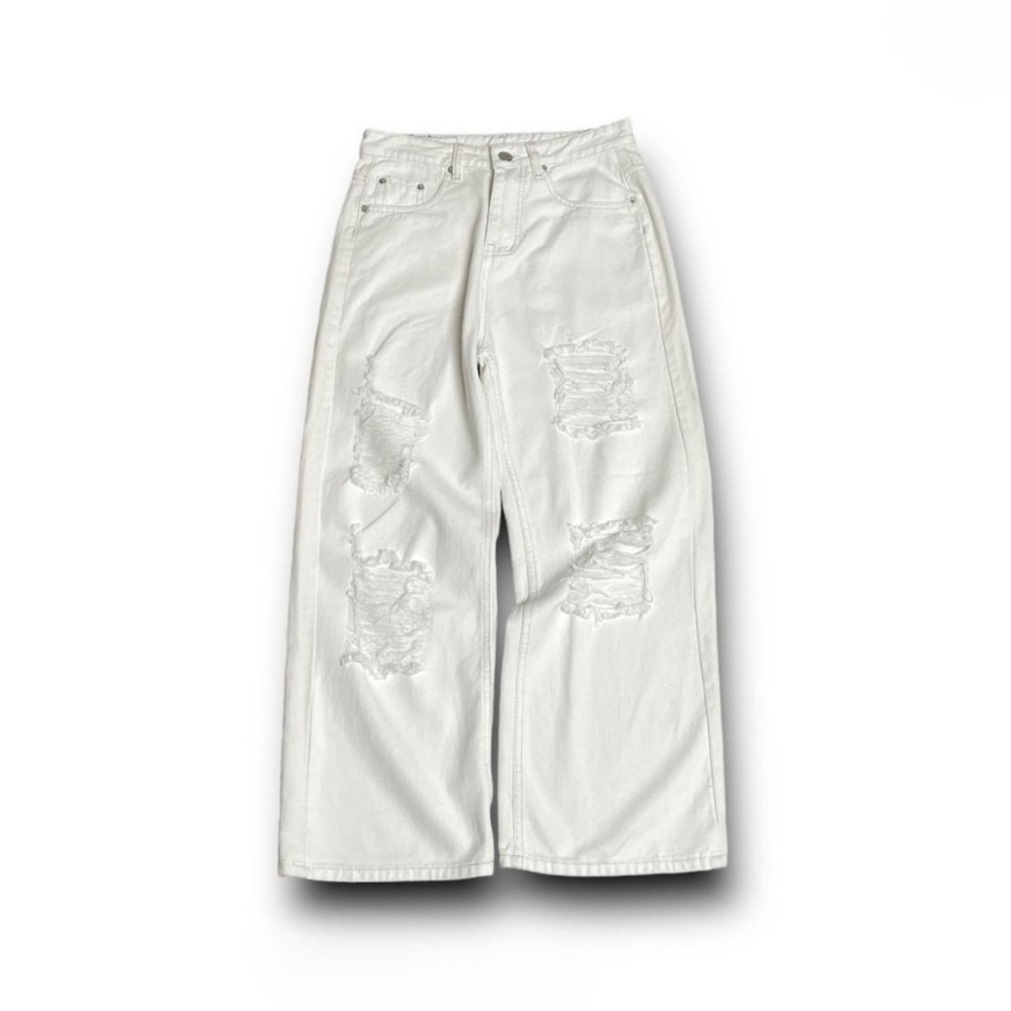 WHOSE Studio | White torn baggy jeans