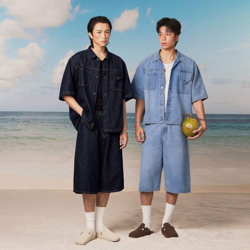 Ryder | Set denim wash sơ mi & quần short