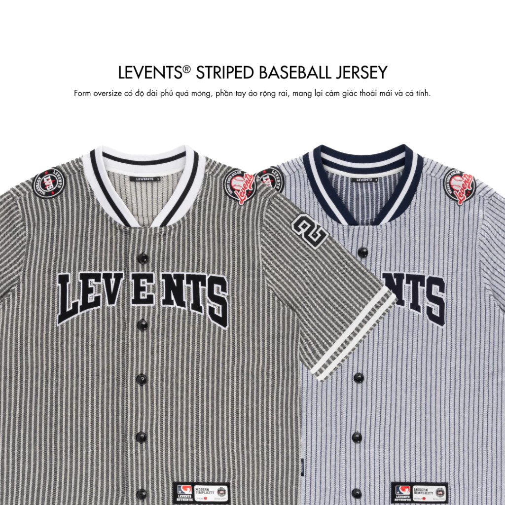 Levents | Áo jersey striped baseball unisex