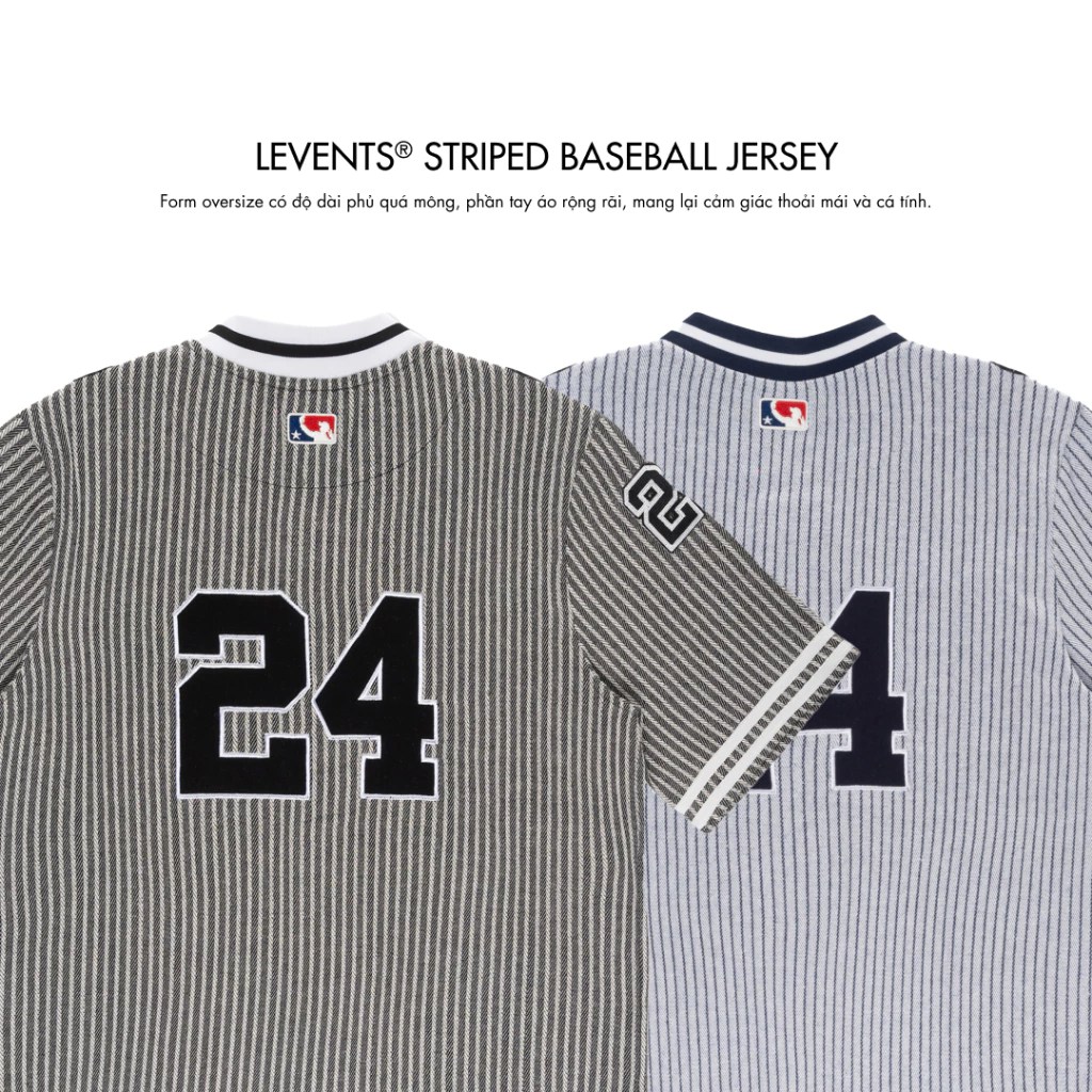 Levents | Áo jersey striped baseball unisex