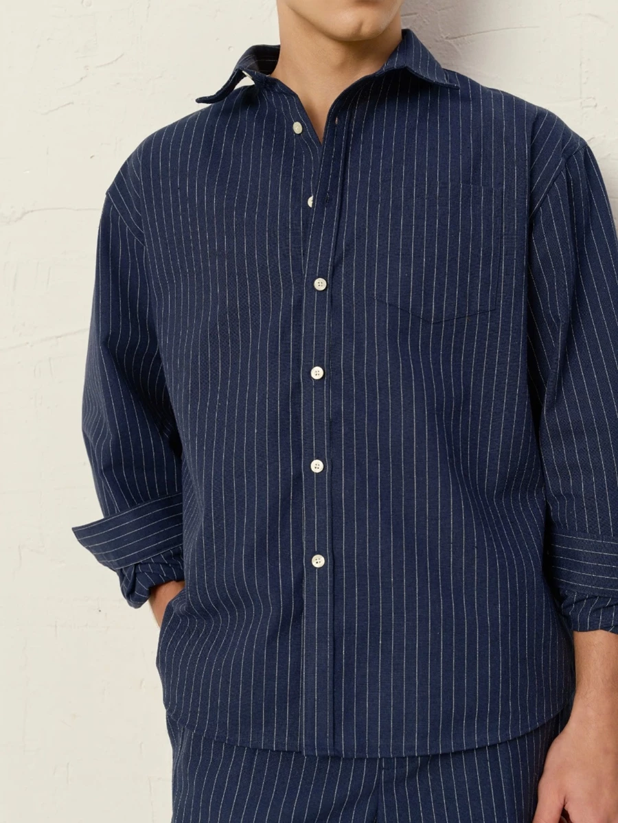 PEALO | Set sơ mi linen kẻ sọc  