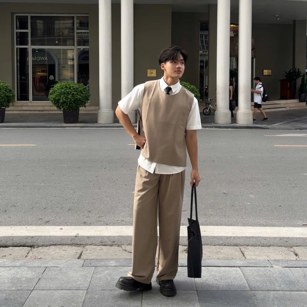 GIDISTUDIO | Set áo gile phối sơ mi & quần tây GIDISTUDIO Unisex  