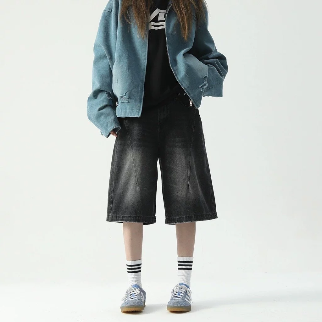GIDISTUDIO | Quần baggy jeans short lửng GIDISTUDIO Unisex  