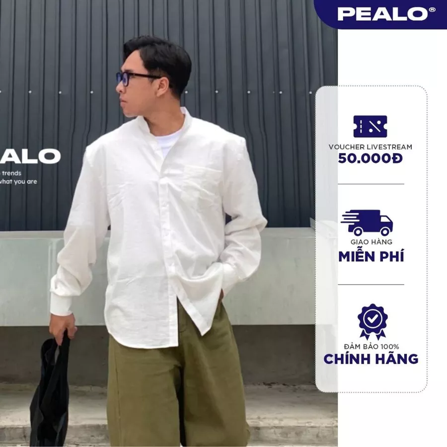 PEALO | Áo sơ mi cổ tàu form rộng 