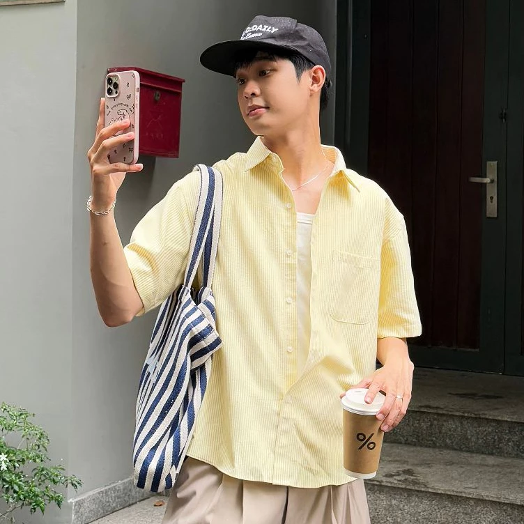 PEALO | Áo sơ mi ngắn tay chất Oxford cotton  