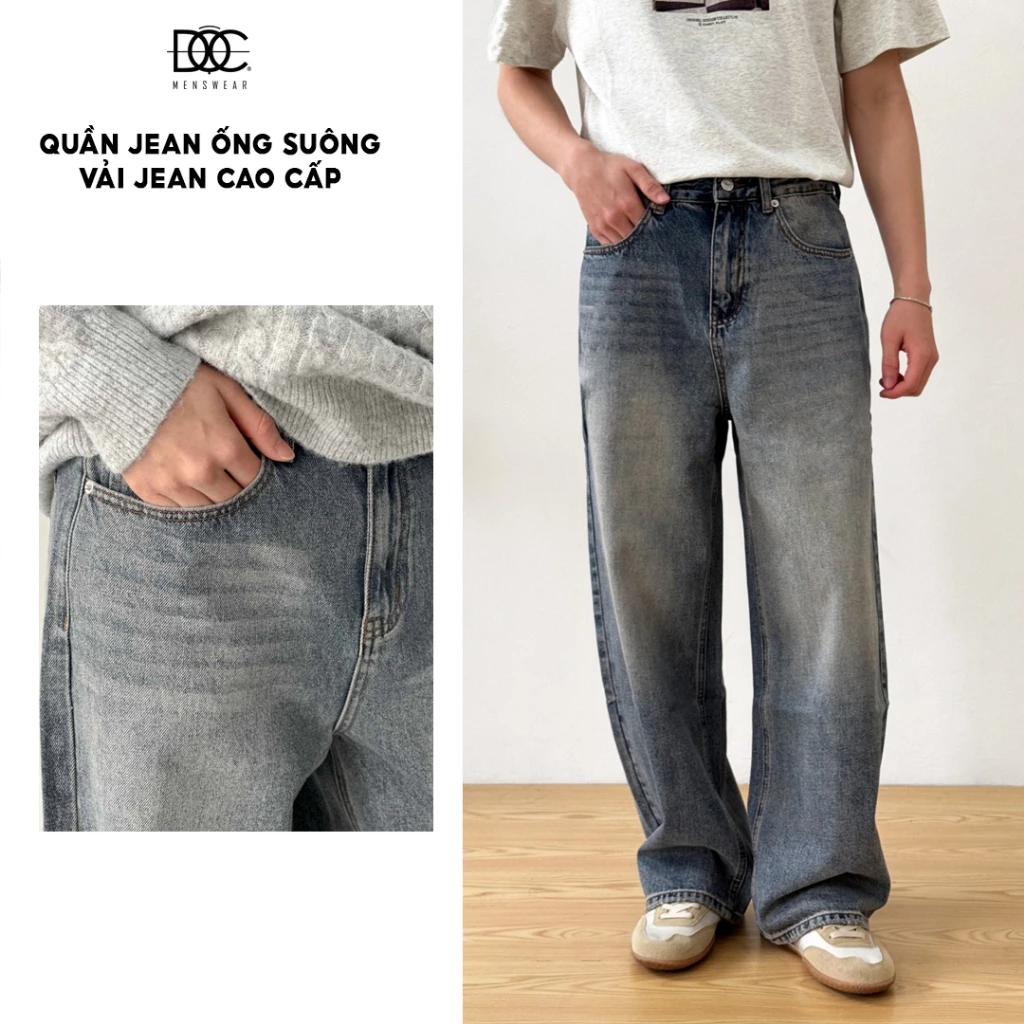 Độc Menswear | Quần jeans ống rộng form dài phủ giày