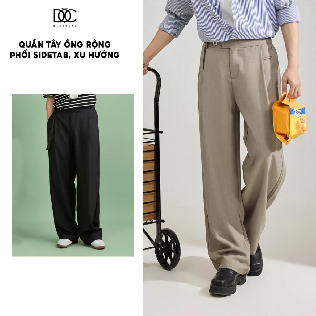 Độc Menswear | Quần tây ống rộng cạp chun phối sidetab phủ giày