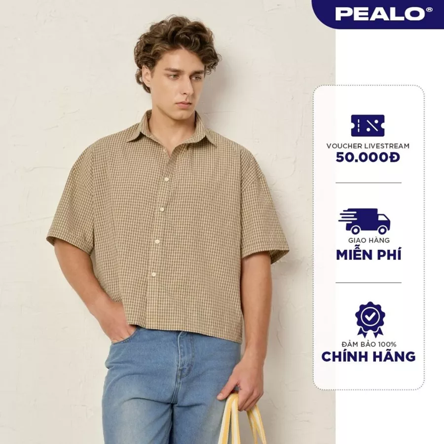PEALO | Áo sơ mi boxy ngắn tay kẻ caro