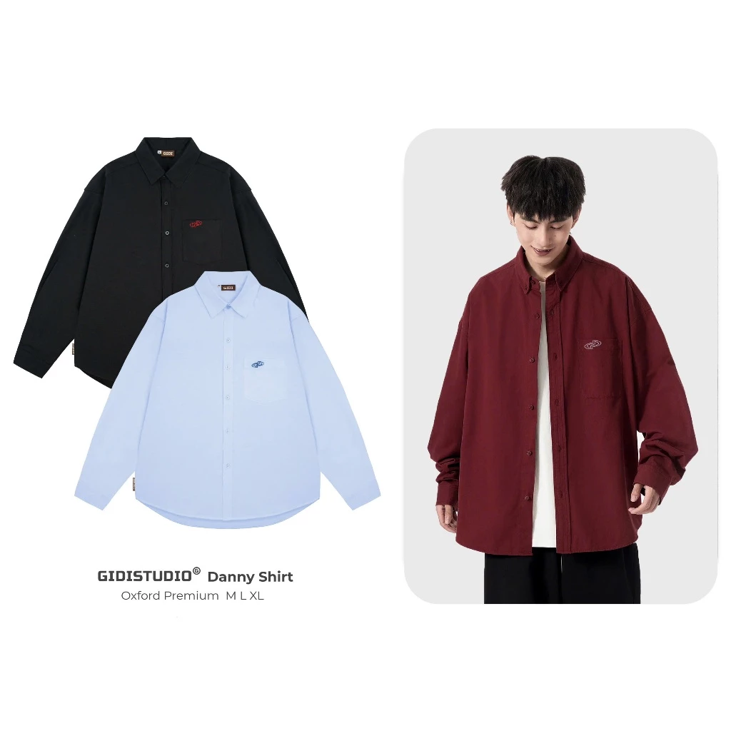 GIDI | Sơ mi Oxford logo thêu tay dài premium