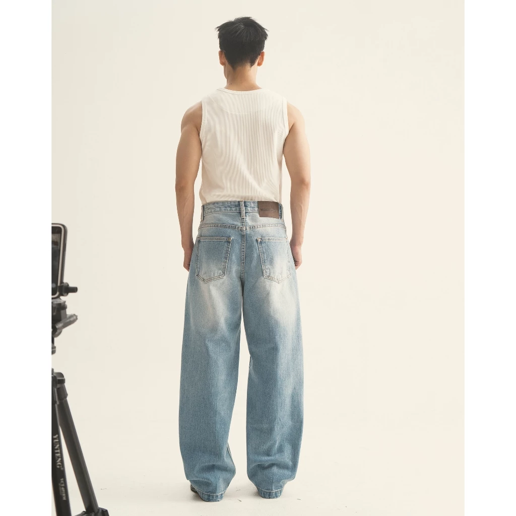 WEDOOKS | Quần jeans wash nam dáng cocoon chất liệu denim dày dặn DW cocoon jeans