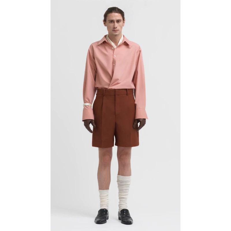 GIAN SAIGON | QUẦN SHORT LƯNG CAO, MÀU NÂU ĐỎ