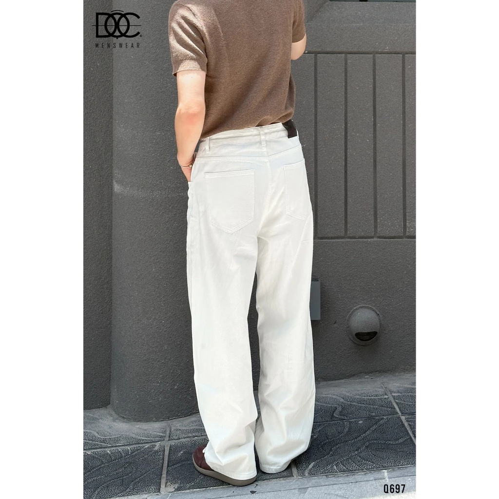 Độc Menswear | Quần jeans ống suông chỉ may nổi phủ giày